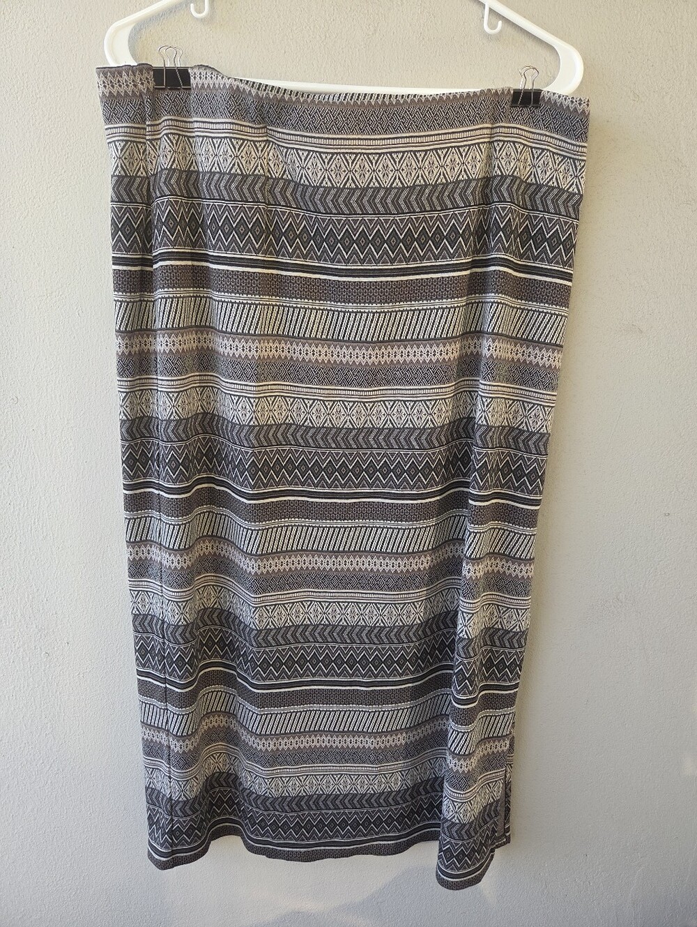 J. Jill Aztec Striped Midi Pencil Skirt Geometric Print Sz L Boho Southwestern